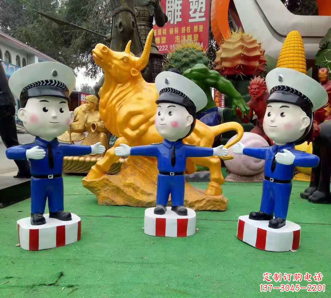 辽阳玻璃钢制作的交通警察雕塑