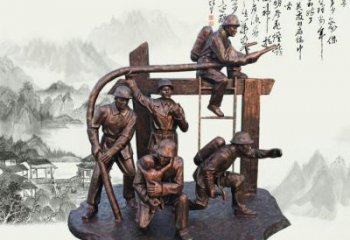 辽阳玻璃钢仿铜消防员雕塑传承英雄豪情