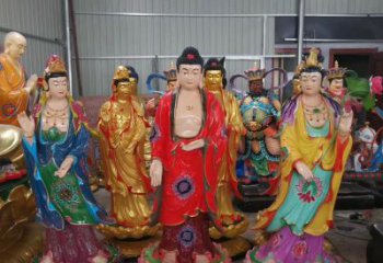 辽阳玻璃钢佛像彩绘西方三圣雕塑