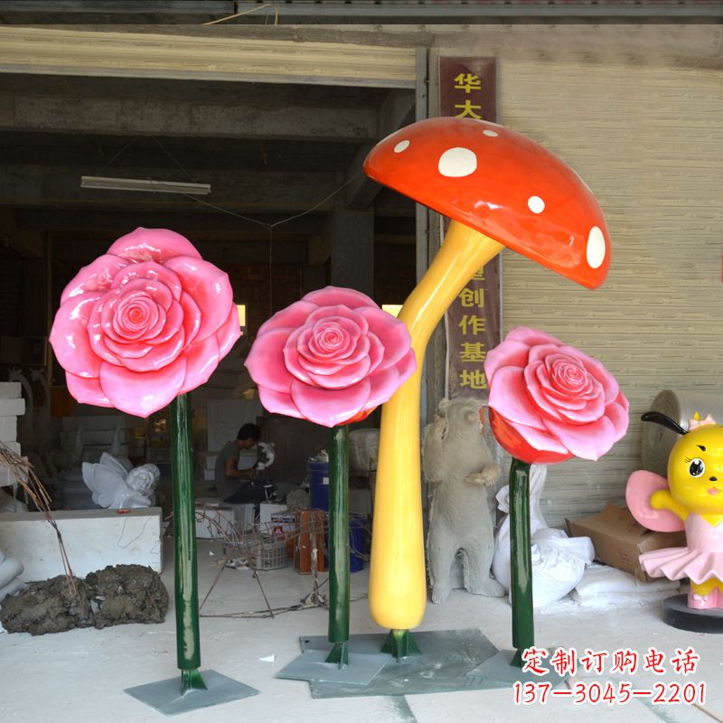 辽阳玫瑰之美玻璃钢玫瑰雕塑