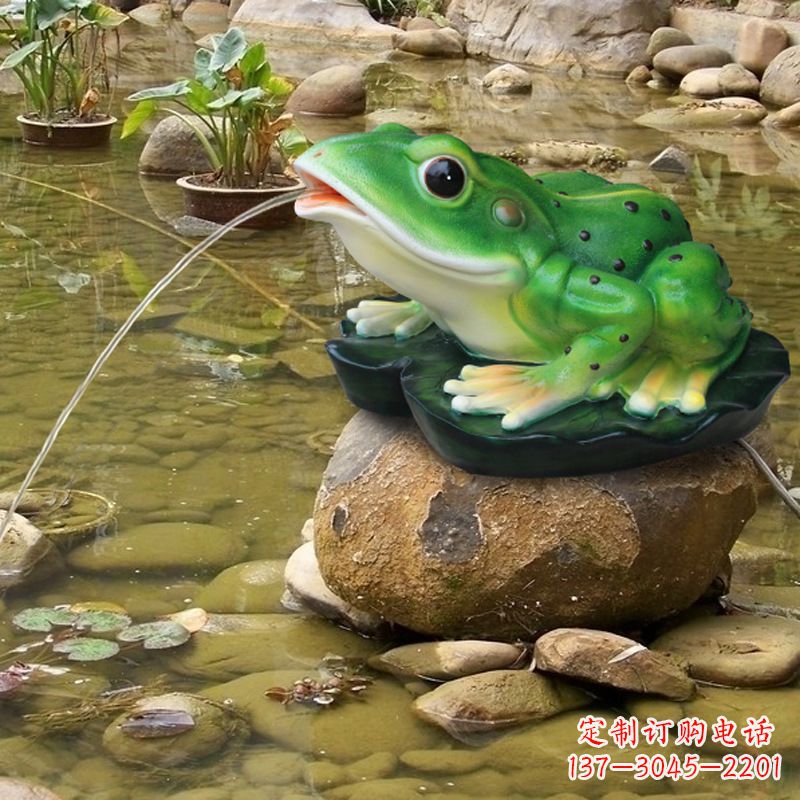 辽阳玻璃钢喷水青蛙公园水景动物雕塑摆件