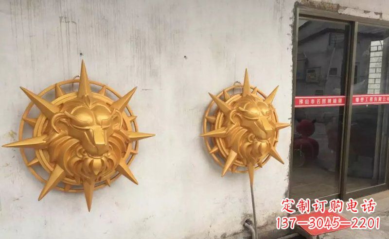 辽阳玻璃钢狮子头雕塑——精美景观装置