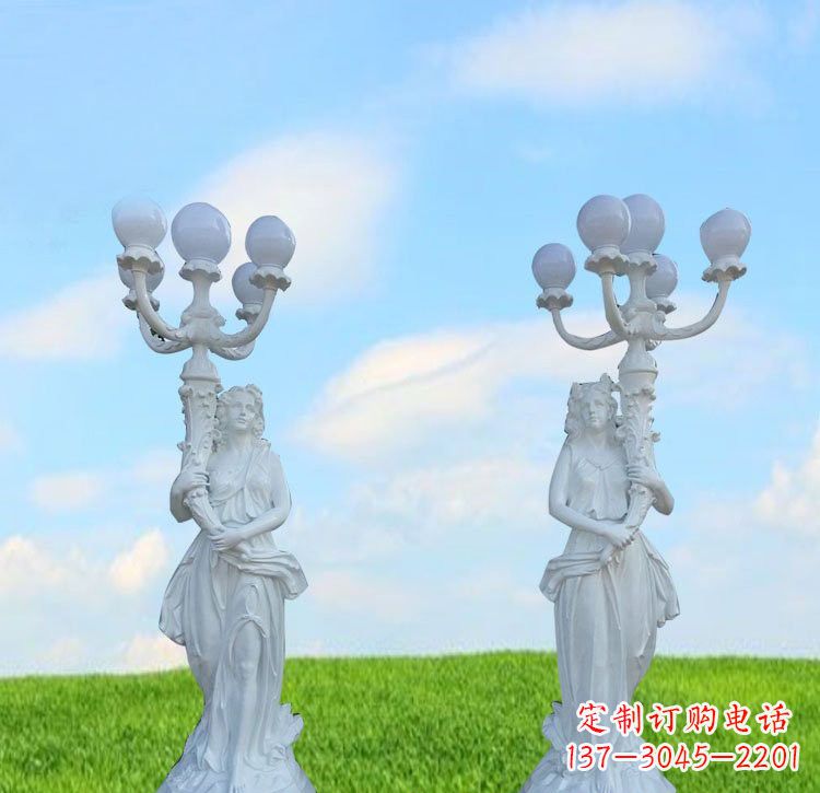 辽阳美女雕塑玻璃钢西方美女路灯的艺术精髓