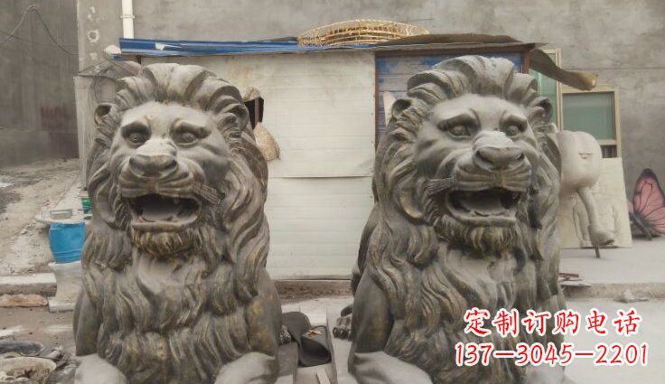 辽阳玻璃钢西洋趴狮仿铜动物雕塑