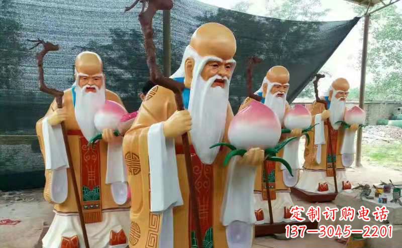 辽阳玻璃钢宗教庙宇神像彩绘老寿星雕塑