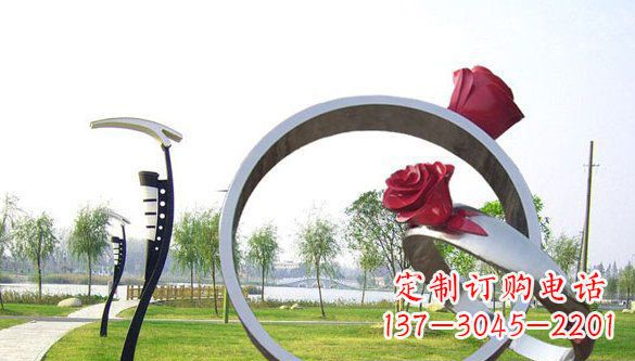 辽阳不锈钢爱情戒指浪漫雕塑艺术