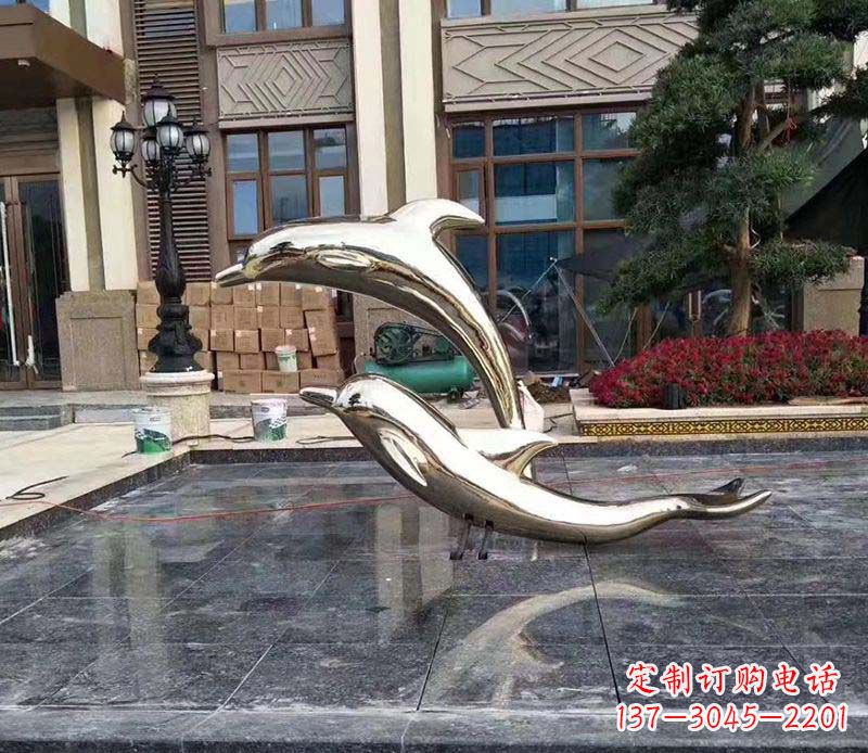 辽阳不锈钢别墅海豚装饰雕塑