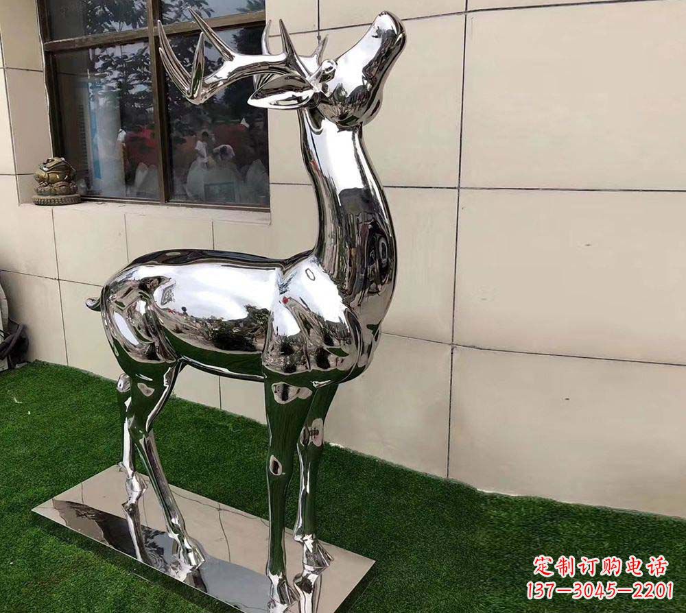 辽阳不锈钢别墅镜面小鹿雕塑