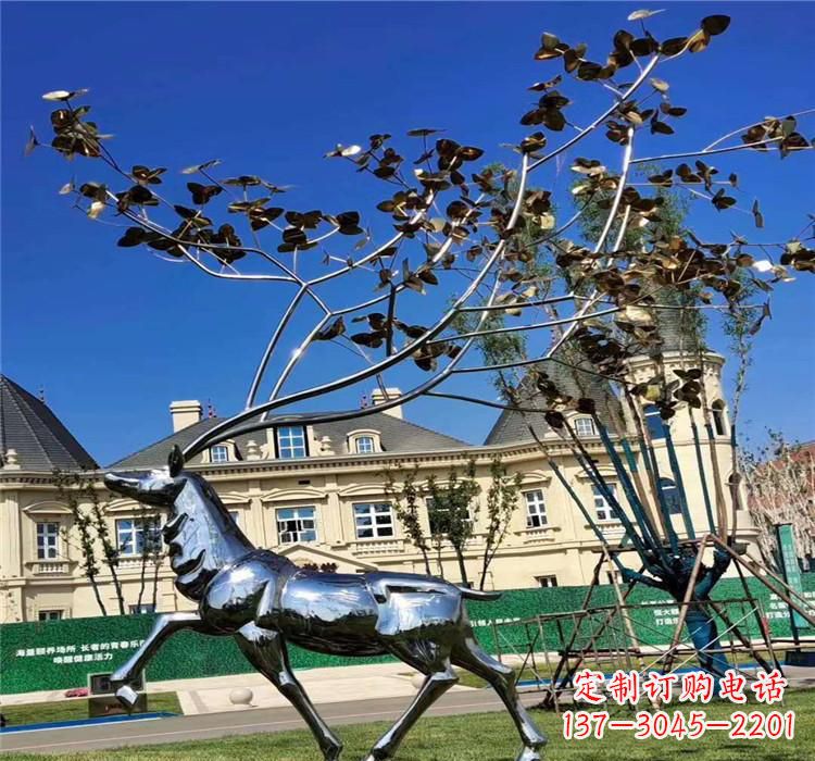 辽阳不锈钢别墅梅花鹿雕塑