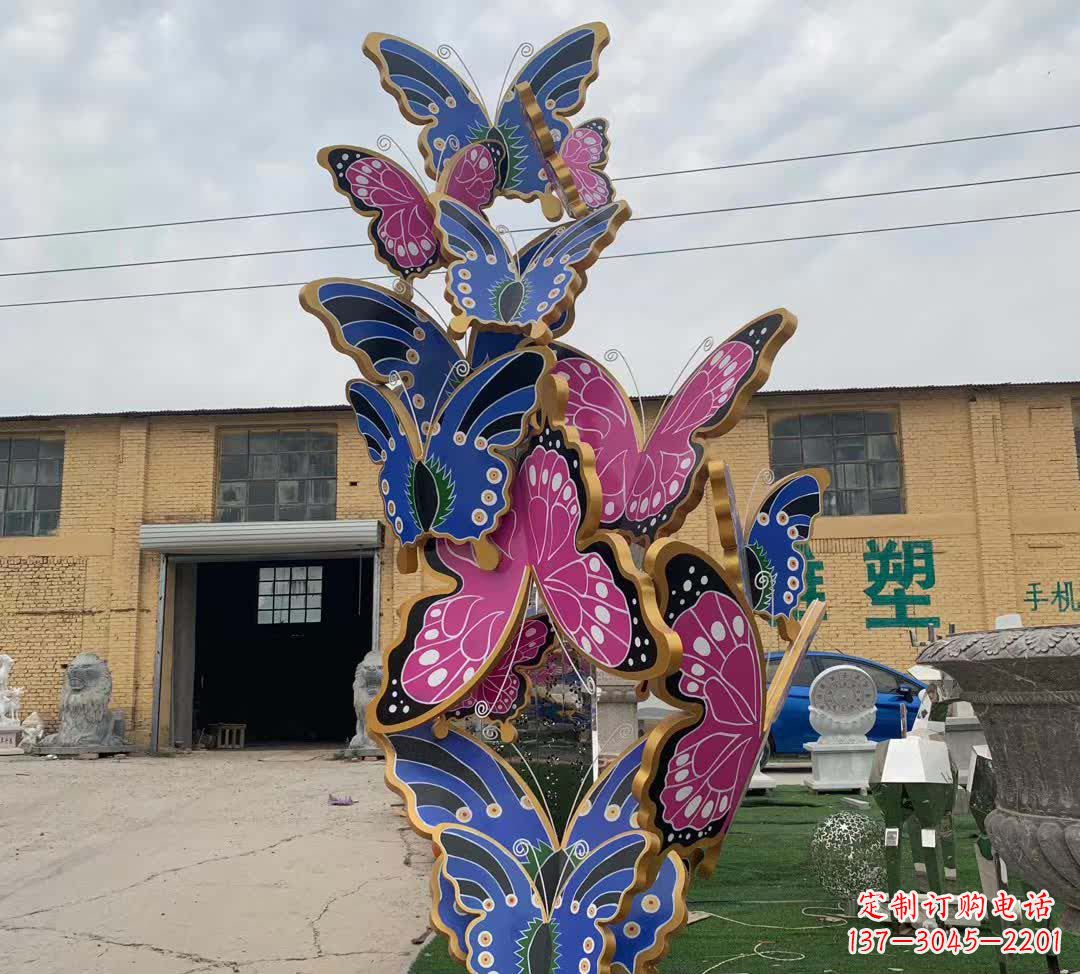辽阳不锈钢彩绘蝴蝶雕塑精美绝伦