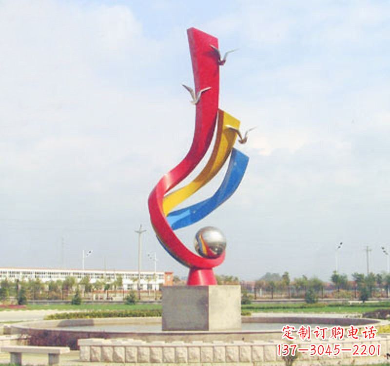 辽阳不锈钢彩色海鸥海浪雕塑——美丽传承