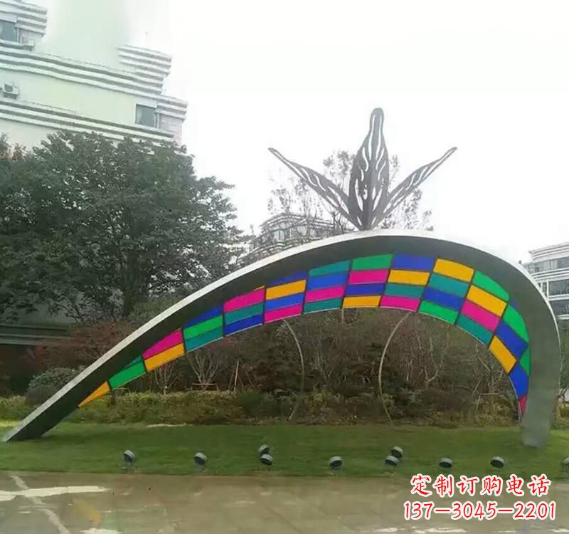 辽阳不锈钢彩色拼接拱门雕塑