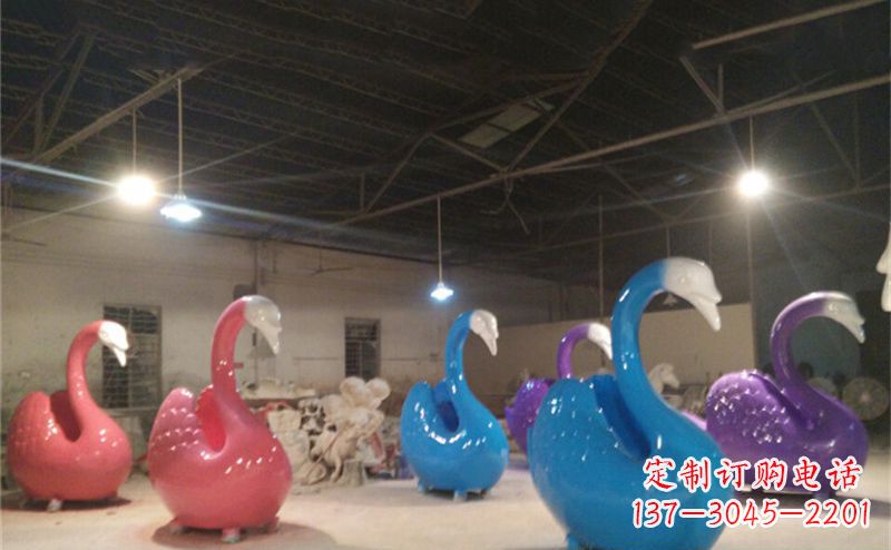 辽阳不锈钢彩色天鹅——精美的动物雕塑