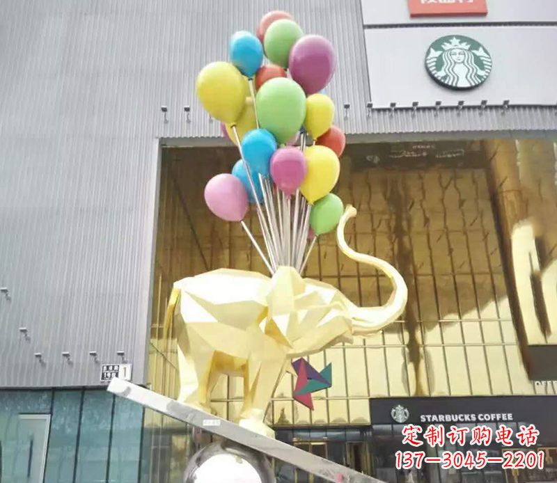 辽阳不锈钢踩球的小象雕塑