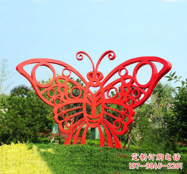 辽阳不锈钢草坪蝴蝶雕塑让草坪绽放蝴蝶之美