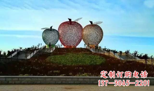 辽阳不锈钢城市彩色镂空苹果雕塑
