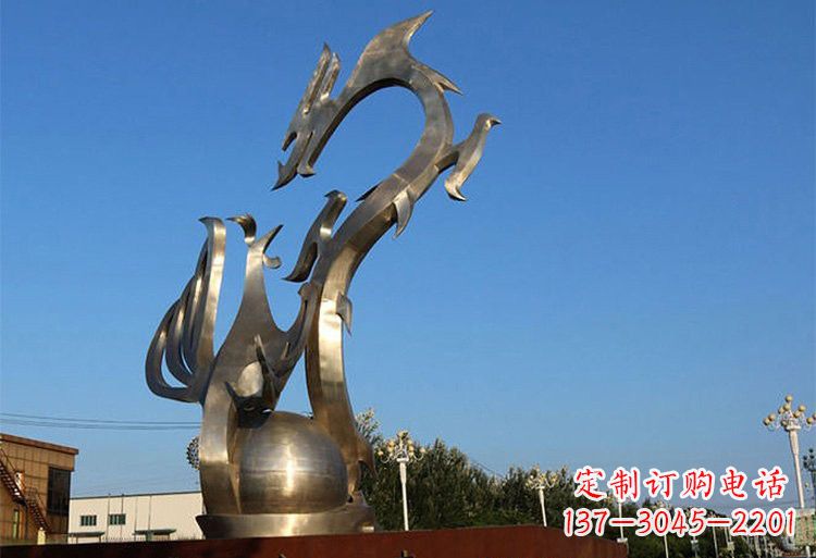 辽阳不锈钢城市抽象龙凤雕塑