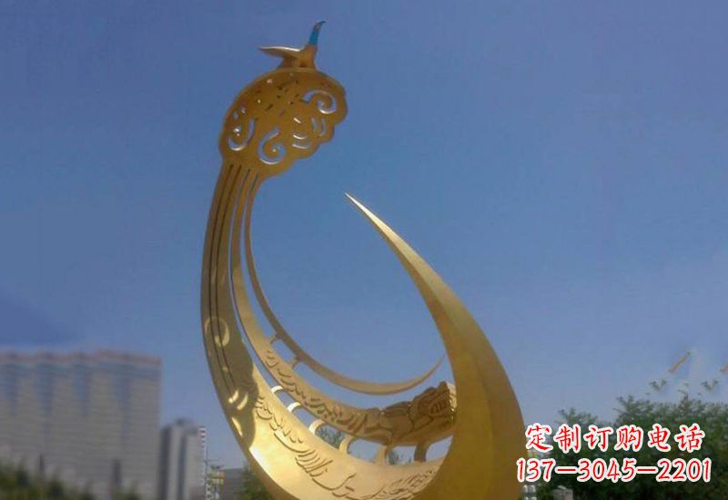 辽阳凤凰展翅高飞——不锈钢城市大型抽象创意雕塑