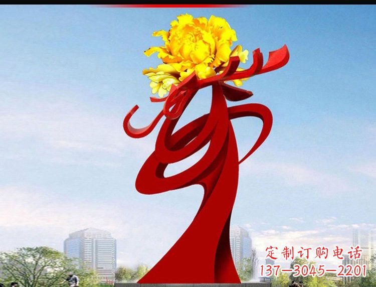 辽阳不锈钢城市大型牡丹花雕塑
