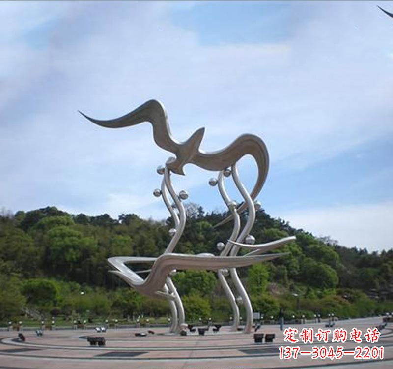 辽阳不锈钢城市圆环大雁雕塑