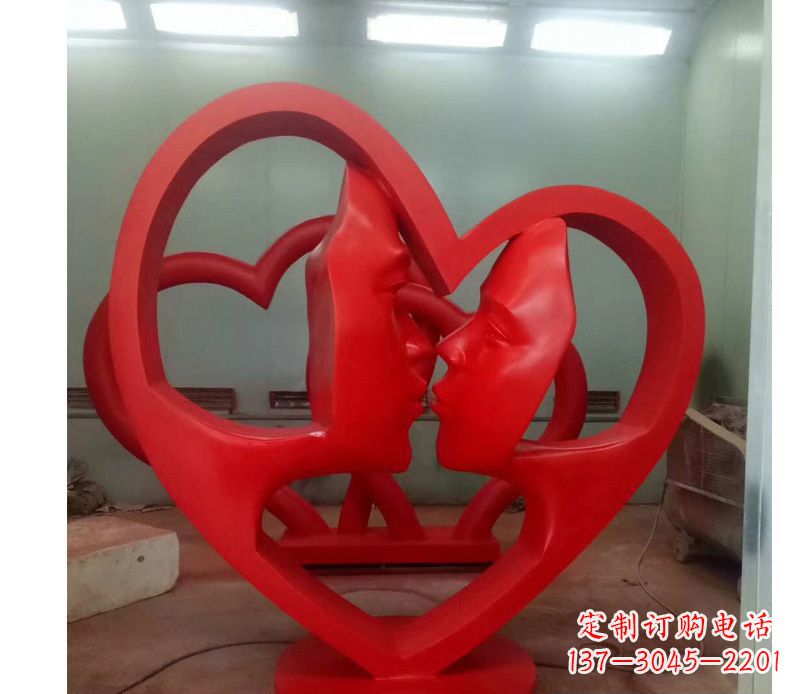 辽阳不锈钢抽象爱心造型情侣雕塑