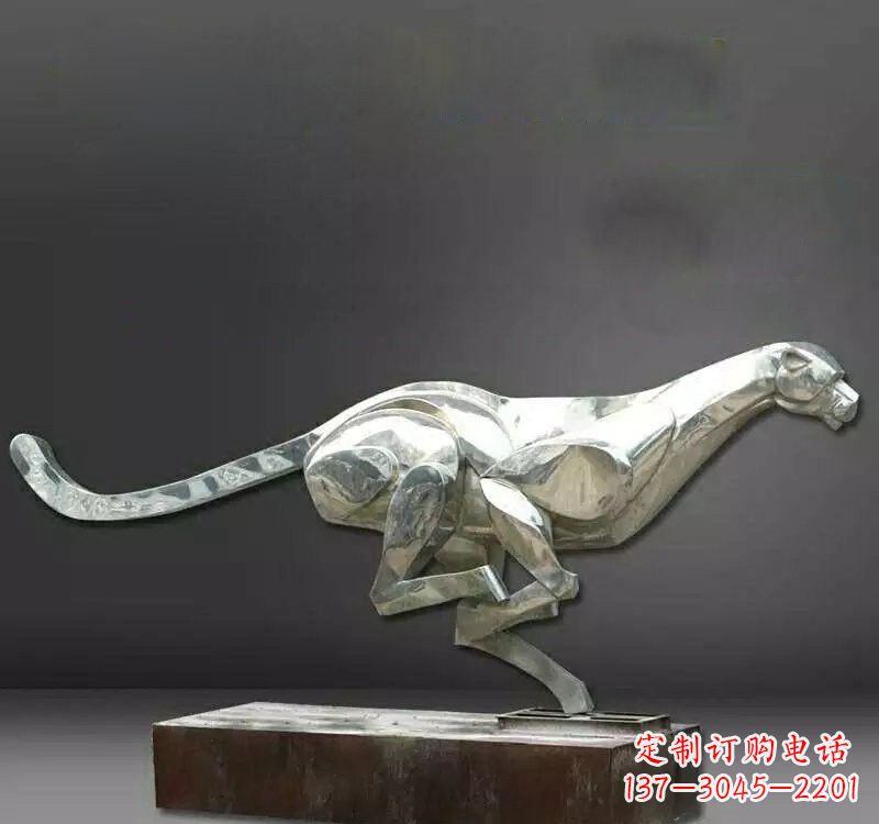 辽阳不锈钢抽象奔跑的豹子雕塑