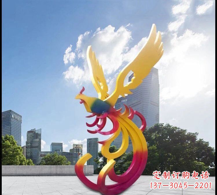 辽阳绚丽多彩的不锈钢凤凰雕塑