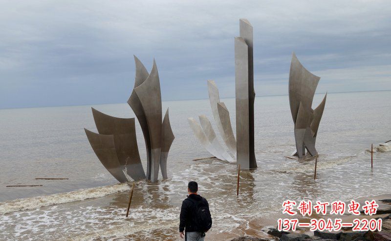 辽阳不锈钢抽象船帆海边景观雕塑