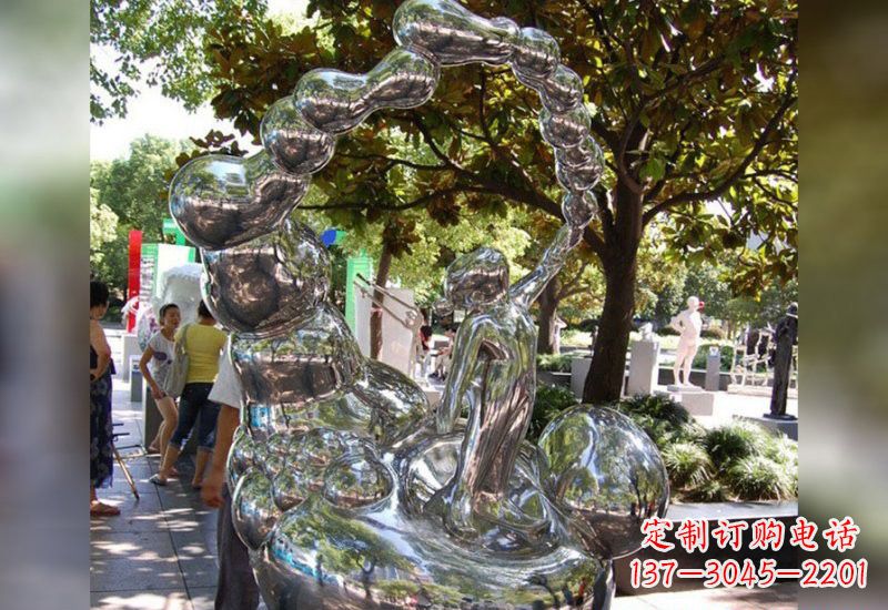 辽阳不锈钢抽象吹泡泡的儿童雕塑
