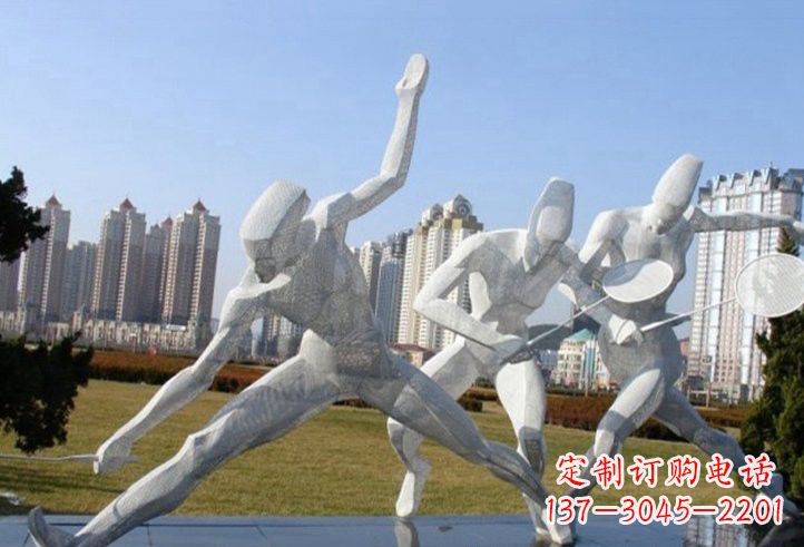 辽阳不锈钢抽象打羽毛球人物雕塑