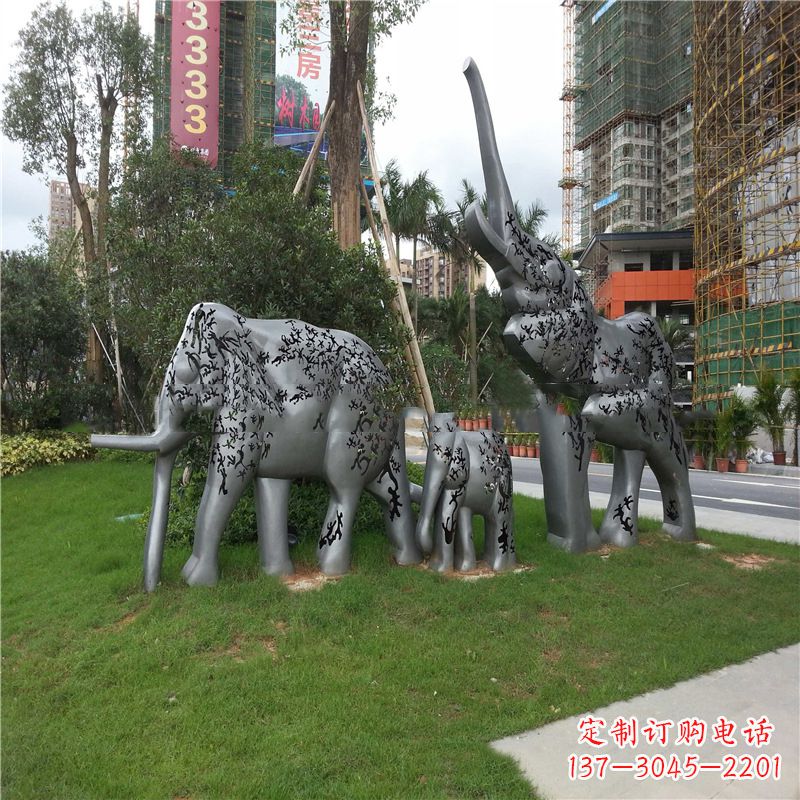 辽阳不锈钢大象雕塑小区园林的精美装饰