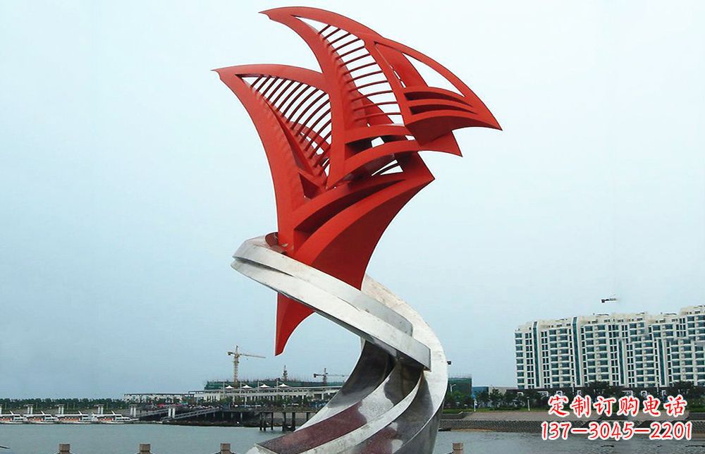 辽阳海洋之舟——不锈钢抽象帆船海边景观雕塑