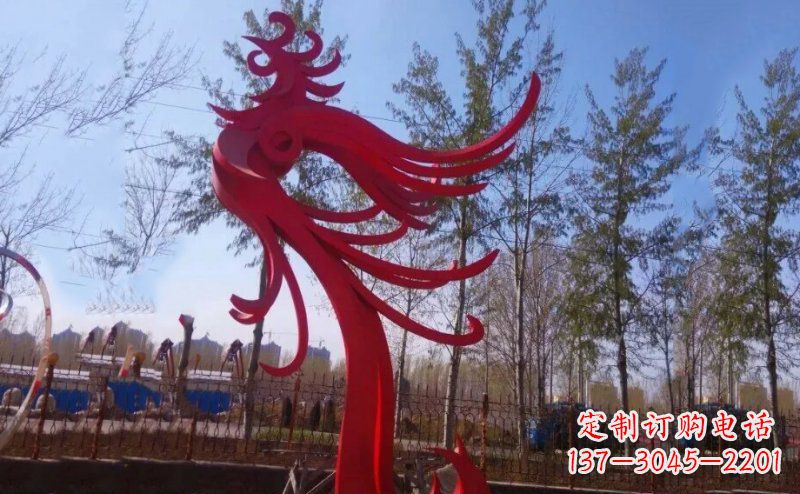 辽阳不锈钢抽象凤凰雕塑 (2)