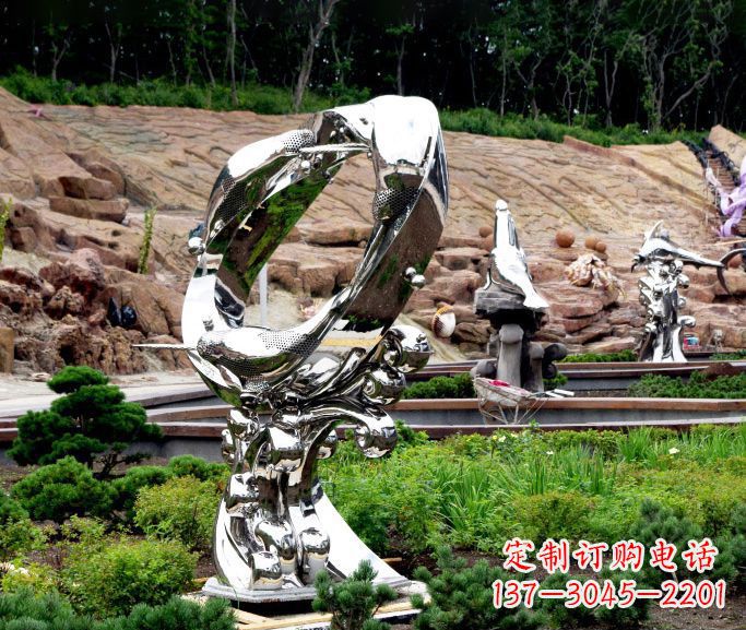 辽阳不锈钢抽象海豚雕塑 (2)
