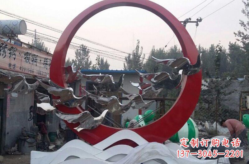 辽阳不锈钢抽象和平鸽和谐雕塑