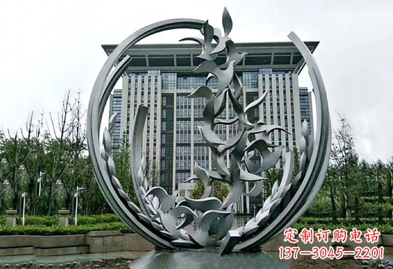 辽阳不锈钢抽象和平鸽橄榄枝雕塑