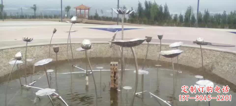 辽阳不锈钢抽象荷花雕塑1