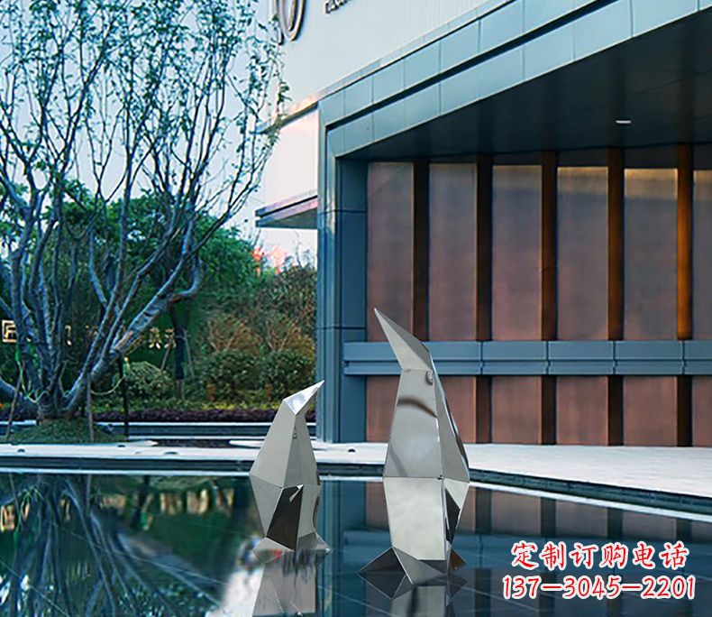 辽阳不锈钢企鹅雕塑一件来自大自然的艺术品