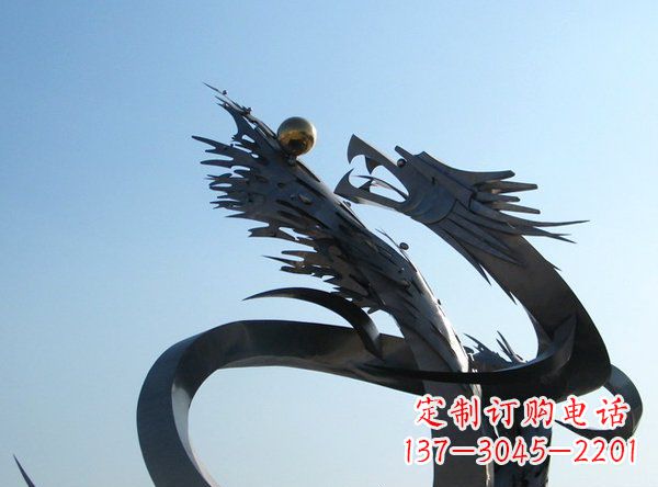 辽阳不锈钢抽象龙动物雕塑 (2)