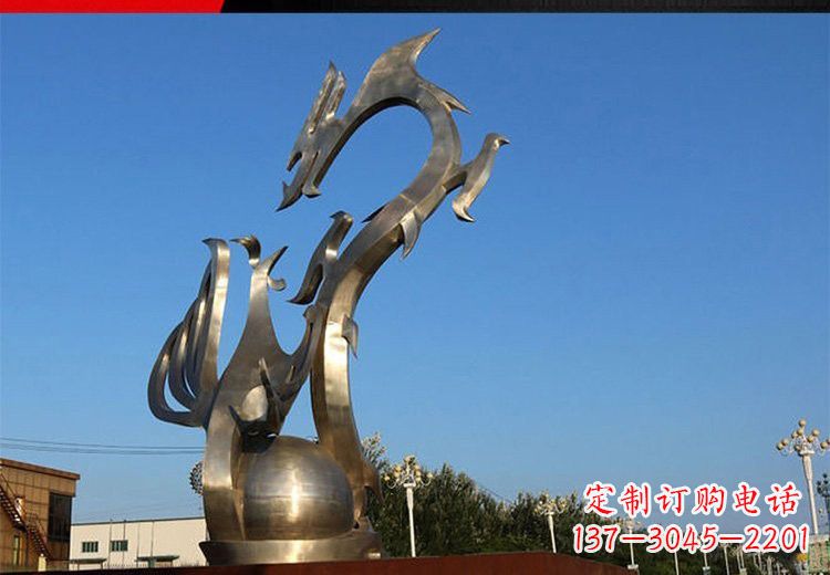 辽阳不锈钢抽象龙凤雕塑