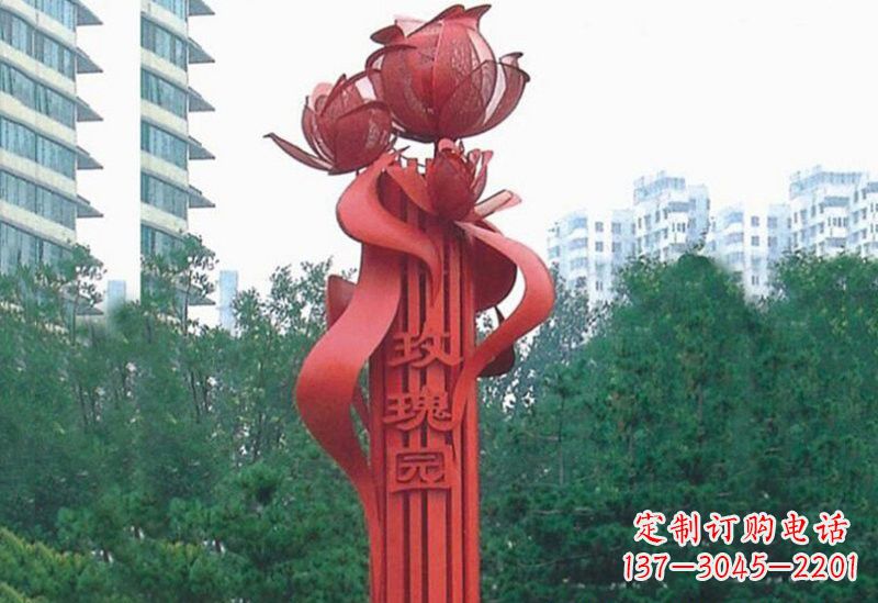 辽阳不锈钢抽象玫瑰花雕塑