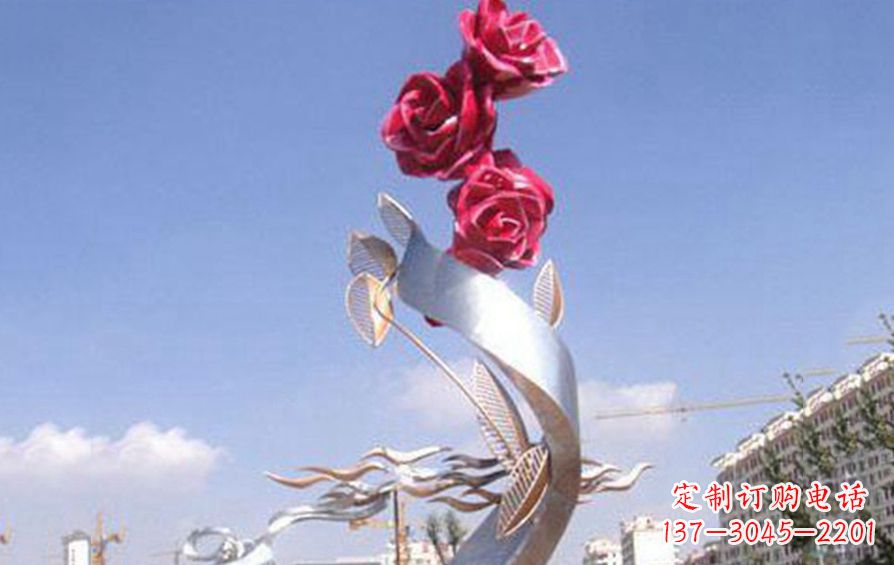 辽阳不锈钢抽象玫瑰花景观雕塑