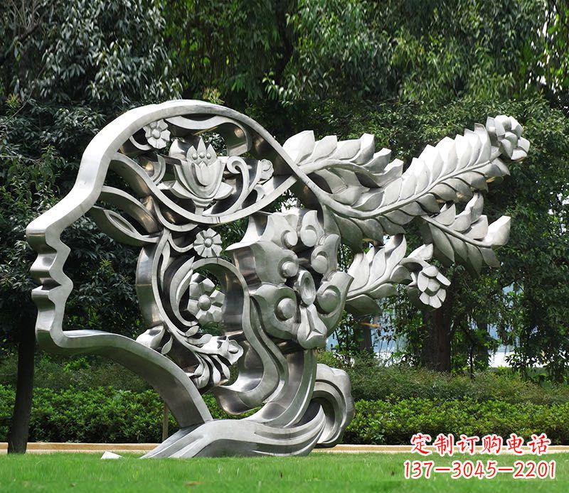辽阳不锈钢抽象美女雕塑1