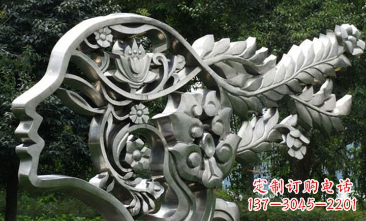 辽阳不锈钢抽象美女头像雕塑