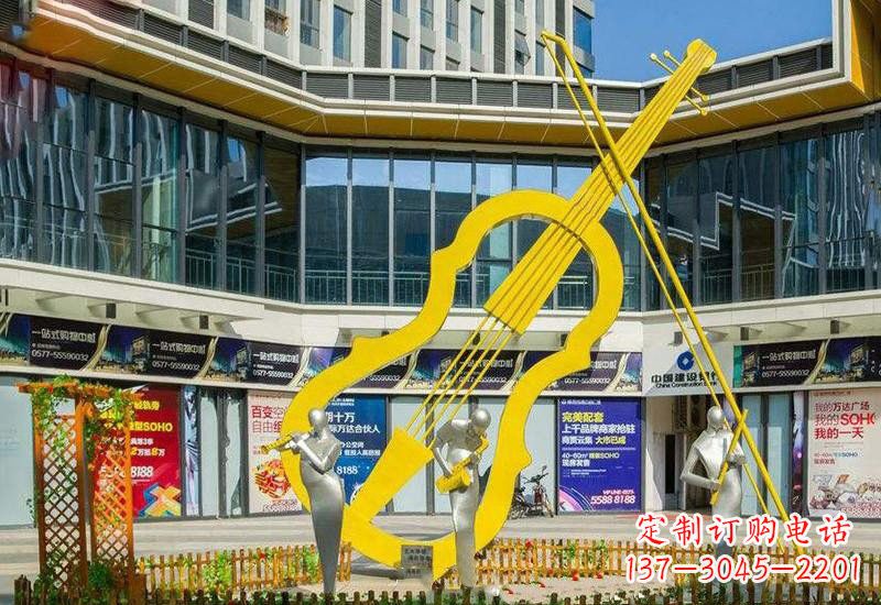 辽阳不锈钢抽象喷漆大提琴雕塑
