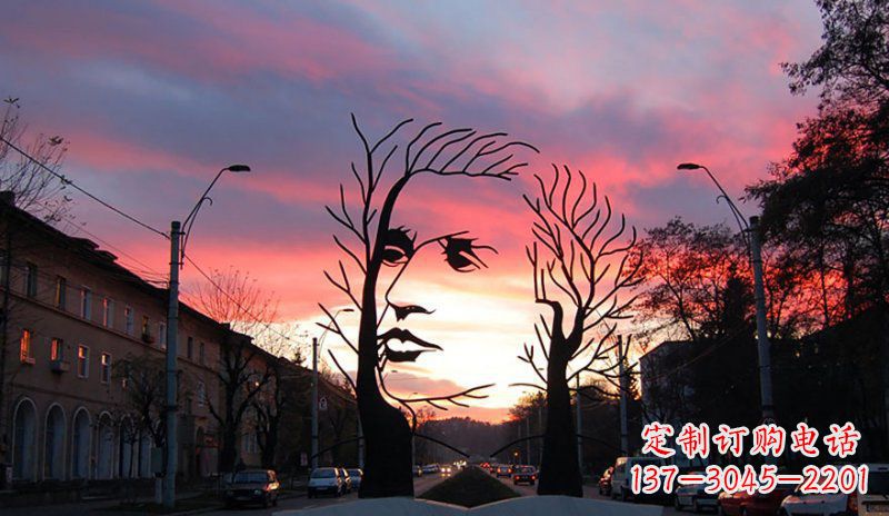 辽阳不锈钢抽象人头街边景观雕塑