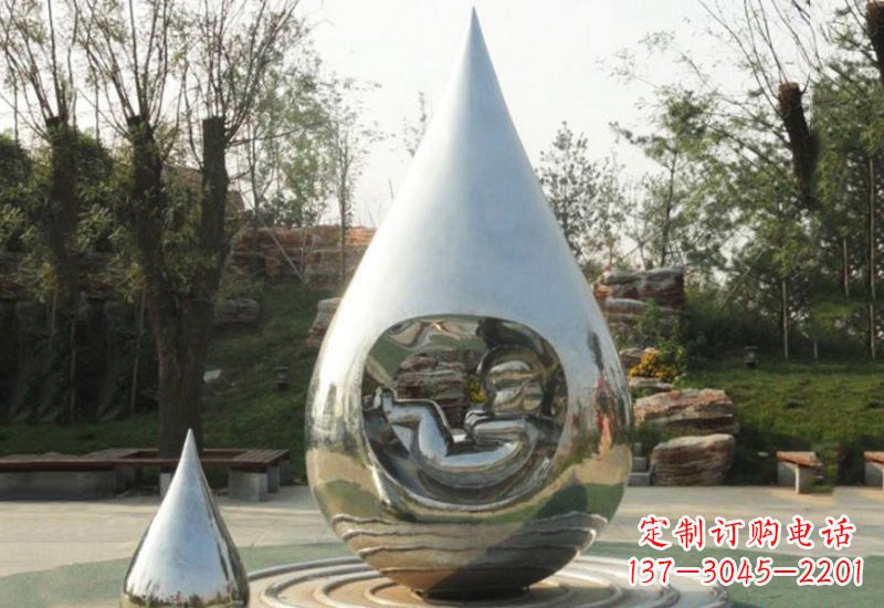 辽阳不锈钢水滴雕塑缔造生命之源