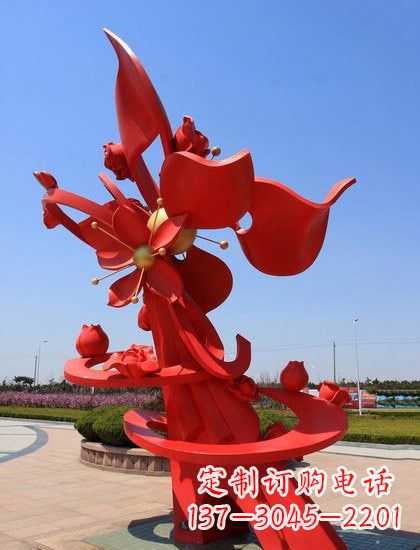 辽阳不锈钢抽象石榴花雕塑