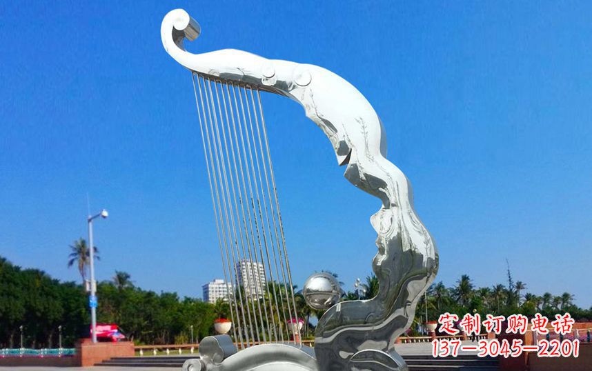 辽阳不锈钢抽象竖琴广场雕塑