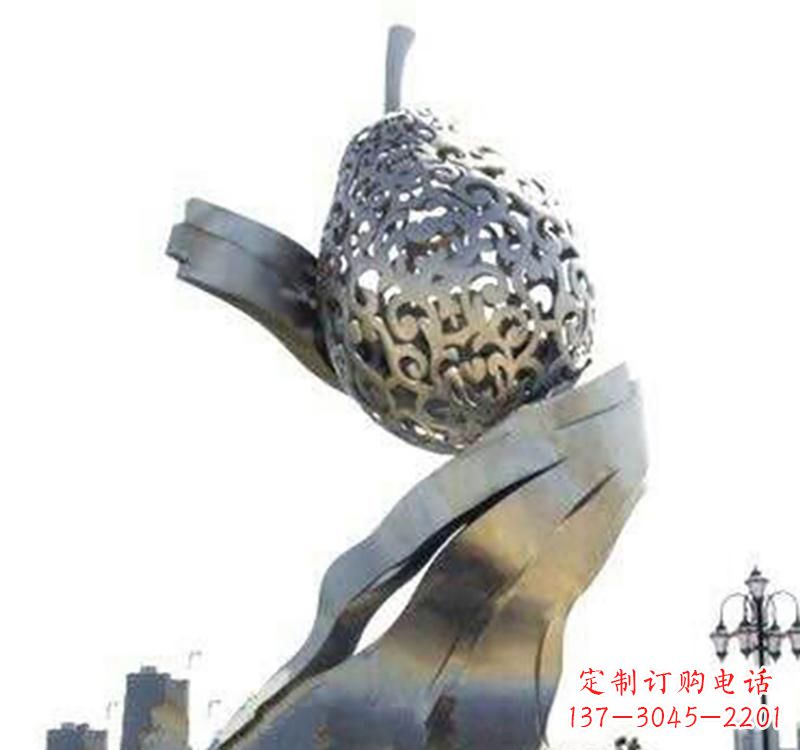 辽阳不锈钢抽象水果梨雕塑